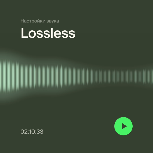 Экран настроек звука: волновая форма трека в Lossless